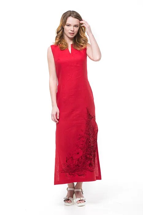 Льняное красное длинное платье. Красное платье из льна. Льняные платья 2023 красные.
