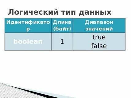Логический тип данных пример