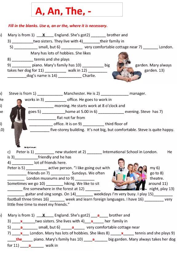 A an the exercises