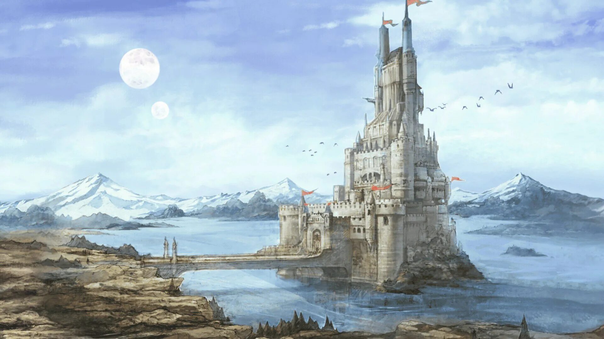 Замок Кэр Параваль. Замок Fantasy Castle. Химринг крепость. Средневековый замок фэнтези.