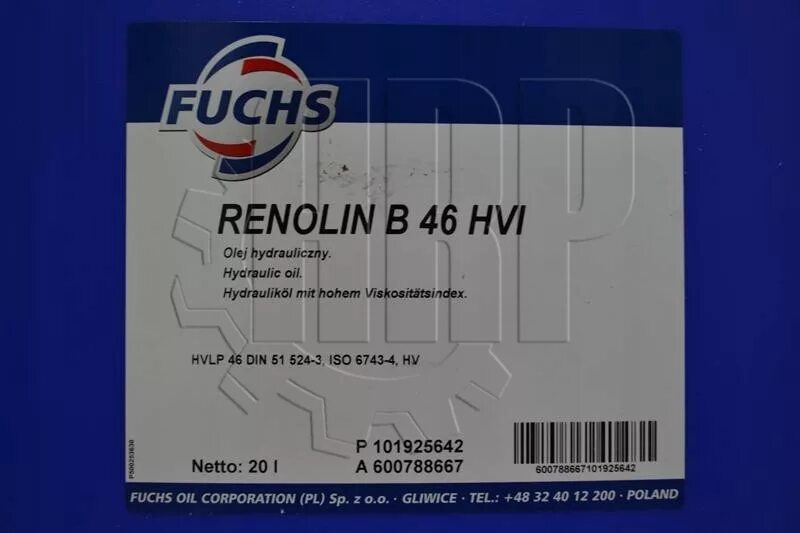 RENOLIN B 46 HVI. Масло гидравлическое RENOLIN B 46 HVI. Гидравлическое масло 46 Фукс. Масло гидравлическое Fuchs RENOLIN B 68 HVI 20л (канистра). Масло fuchs renolin