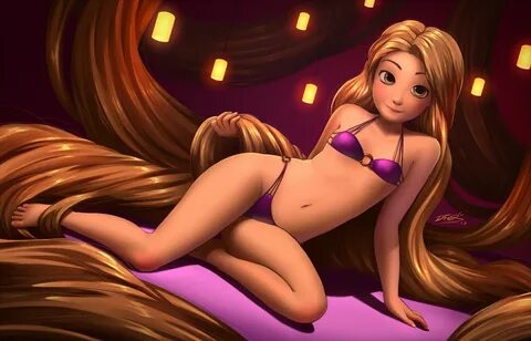 bikini dfer flat chest long hair rapunzel (disney) swimsuit tangled konacha...