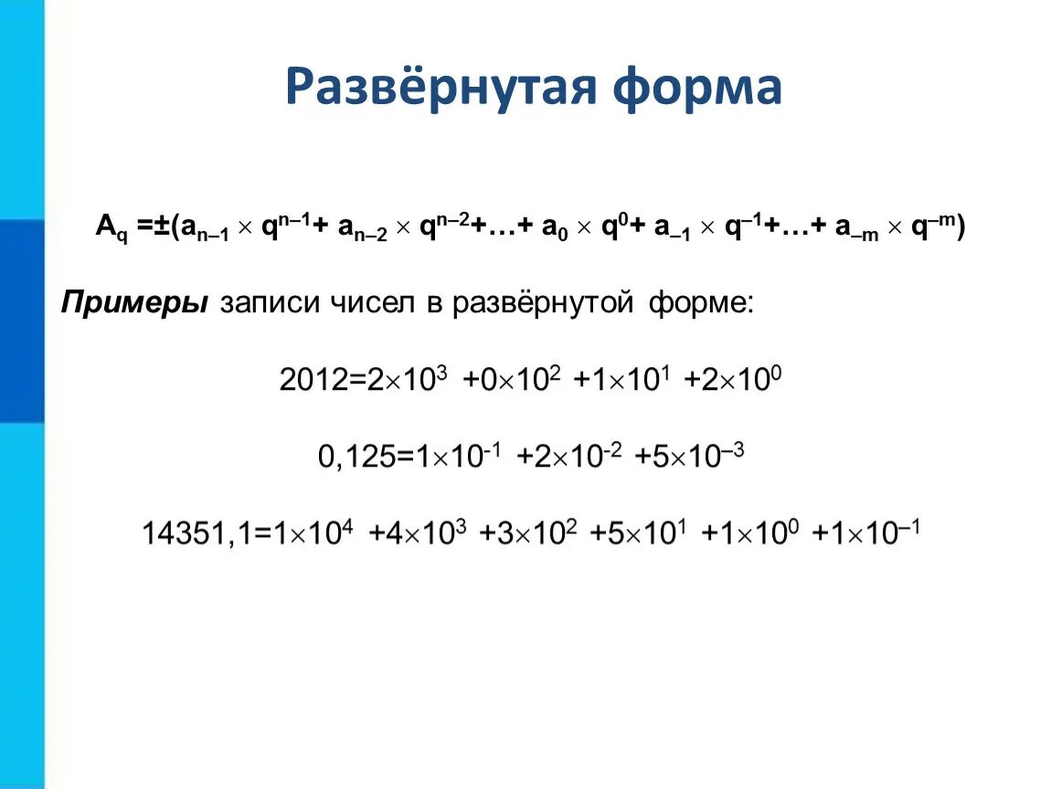 An 1 an 5 a1 8. Развернутая форма числа в информатике. Развёрнутая форма числа в информатике. Развернутая форма. Развернутся фор а записи числа.