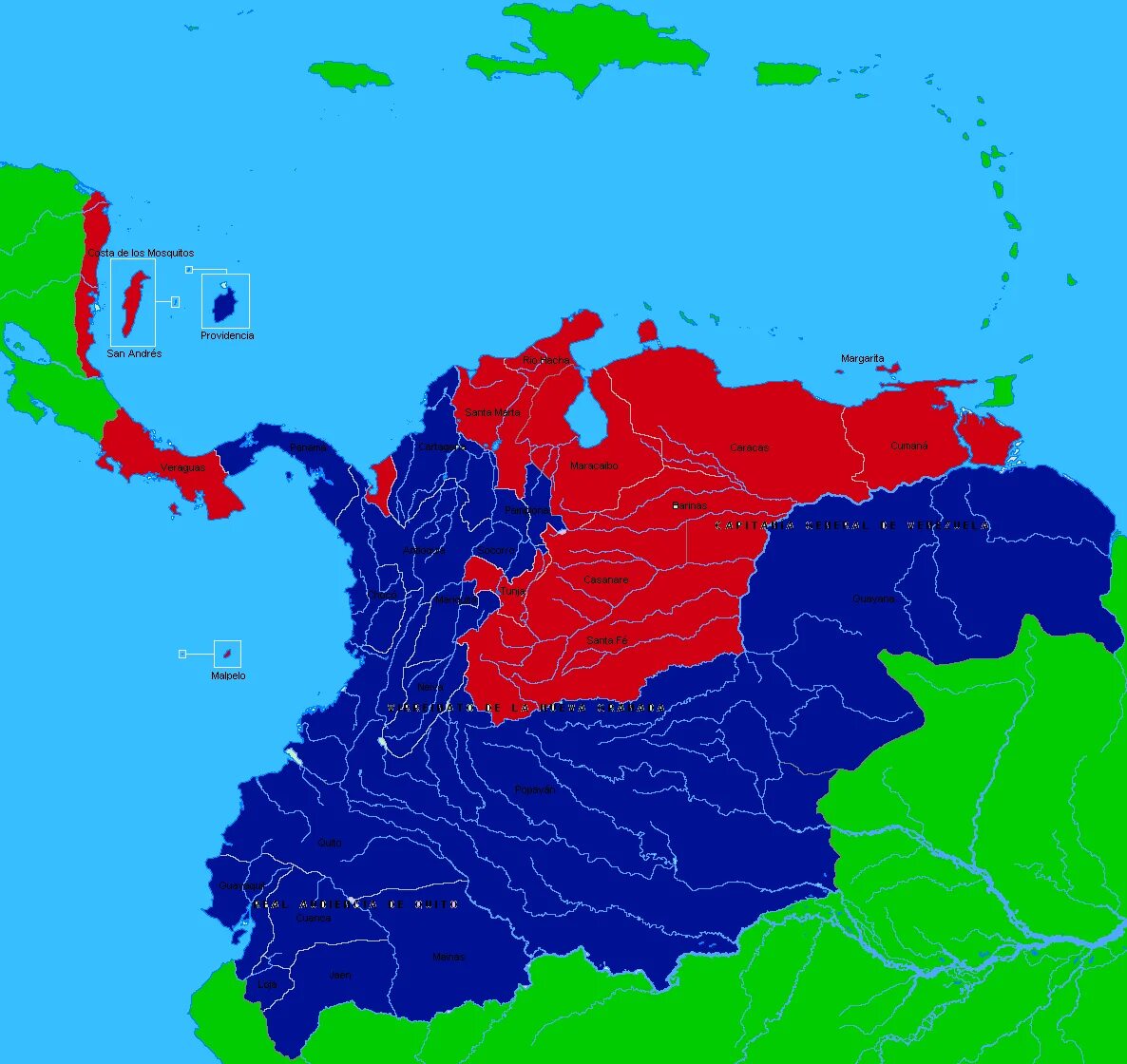 Вице-королевство новая Гранада. Великая Колумбия. Новая Гранада на карте.