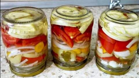 Овощи слоями в собственном соку