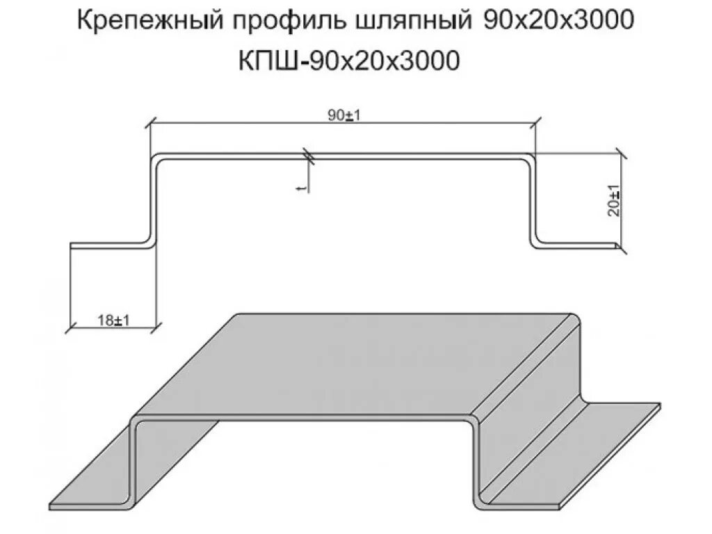 1.20 80.22. Крепежный профиль шляпный 90х20х3000. Профиль шляпный КПШ-90х20х3000 толщ. 1,2. Крепежный профиль шляпный 90х20х3000 (оц-01-БЦ-1.2). Крепежный профиль шляпный КПШ-90х20х3000, t-1, 2 мм..