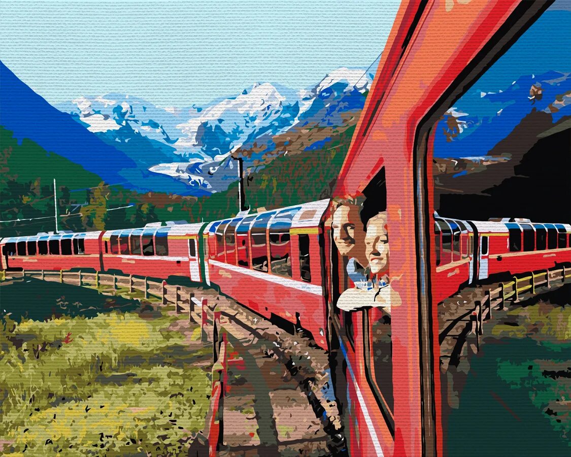 Железная дорога 72. Берлинская железная дорога в Швейцарии. Путешествие на поезде. Туристический поезд. Красный поезд.