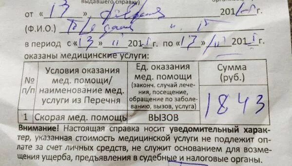 Скорая выписывает рецепт