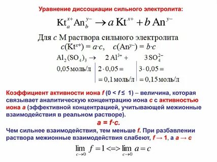 Активность растворов сильных электролитов
