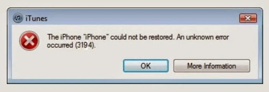 Неизвестная ошибка itunes. Ошибка 3194. ошибка при восстановлении iphone 3194. ошибка 53. коды ошибок itunes при обновлении iphone.