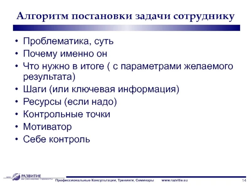 Способы постановки задач. Алгоритм постановки задач. Алгоритм постановки задачи сотруднику. Алгоритм постановки задачи подчиненному.