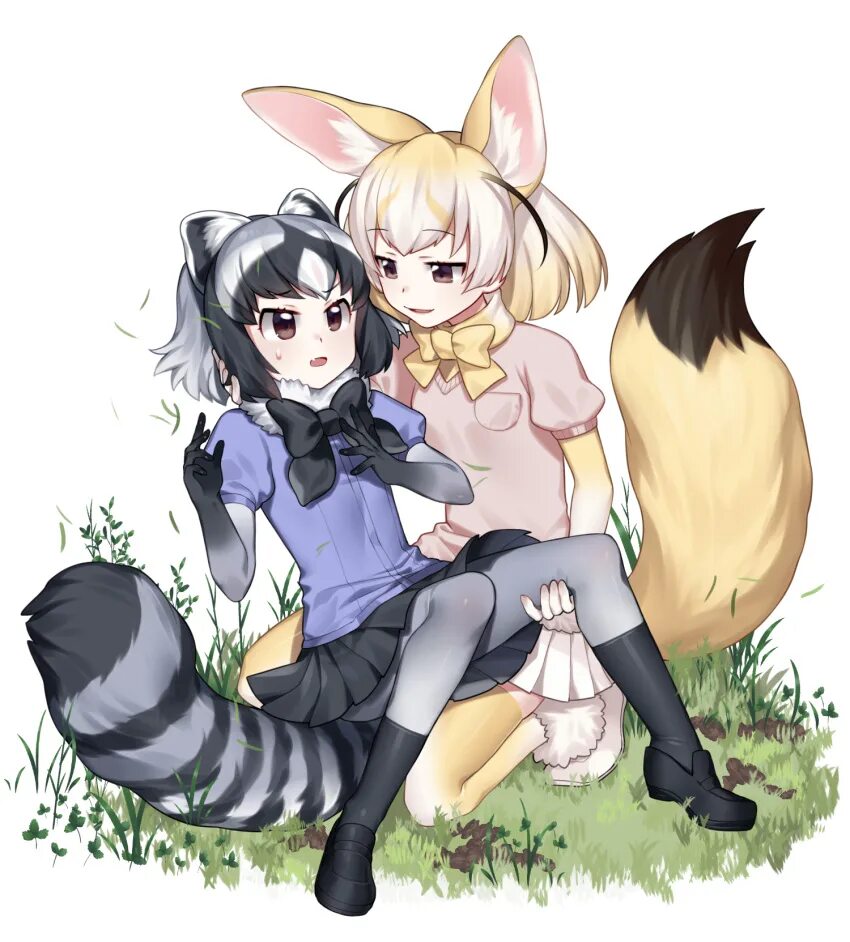 Furrier kemono. Kemono friends фенек. Kemono friends Ракун. Kemono friends Fennec and Raccoon.