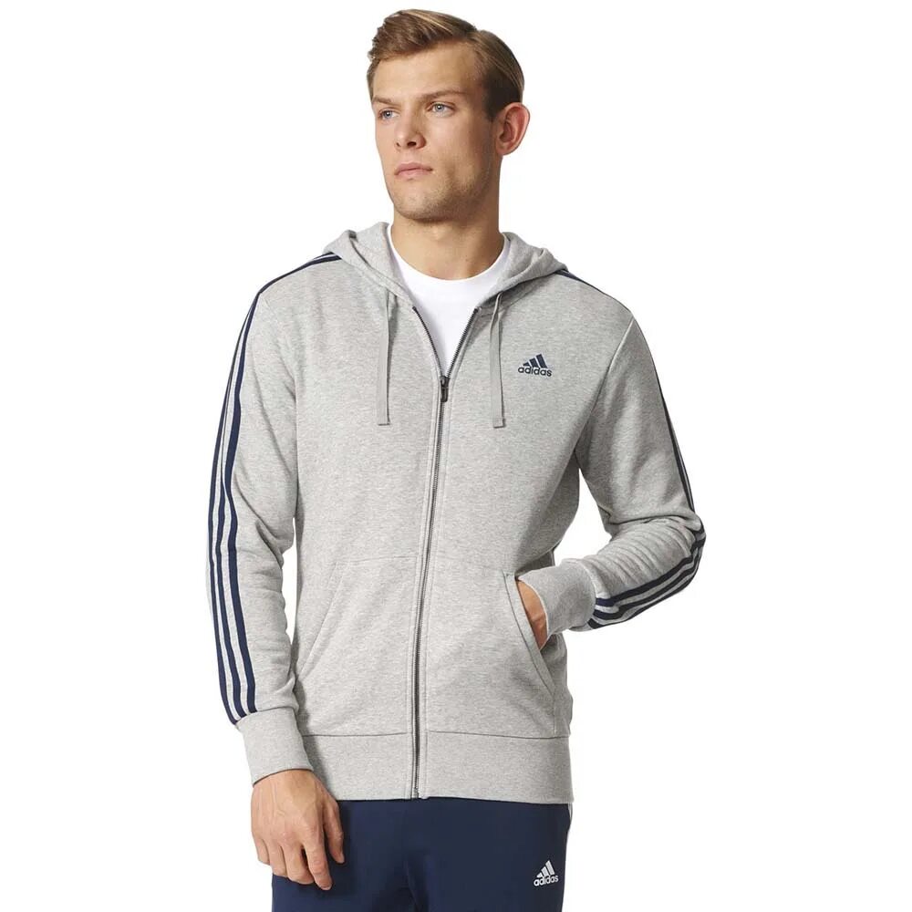 Adidas sportswear essentials. ЗИП худи adidas Essentials. Adidas Sportswear Essentials French Terry 3-Stripes Full-zip Hoodie. Adidas ZNE 3 Stripes Full zip Sweatshirt. Толстовка adidas Essentials серого цвета.