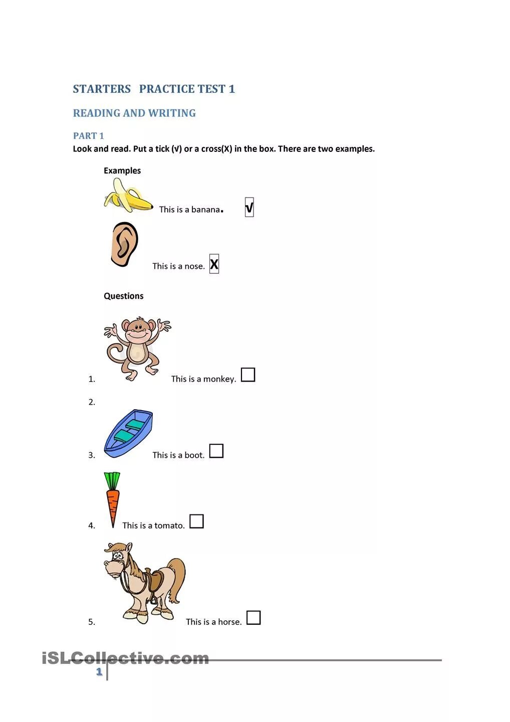Look read and put a tick