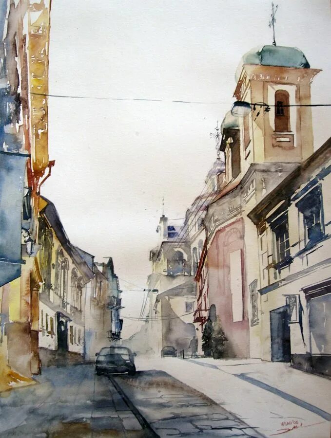Улица акварелью. Гжегож врубель акварель. Город акварелью. Город акварелью. Художник grzegorz wrobel.