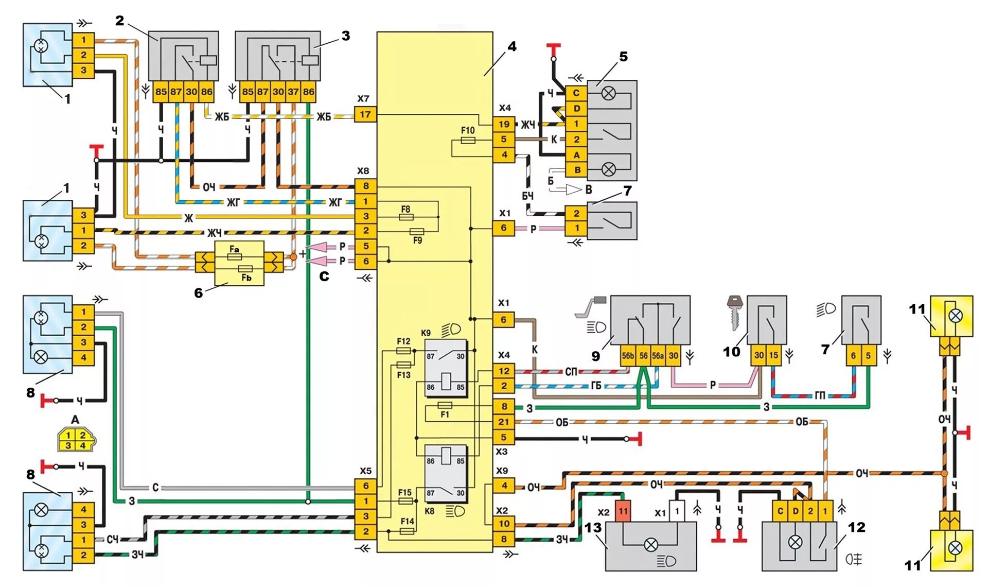 Подключение фары ваз 2114. Электросхема противотуманных фар ВАЗ 2114. Схема проводки туманок ВАЗ 2114. Схема подключения противотуманных фар ВАЗ 2114. Схема проводки противотуманок ВАЗ 2114.