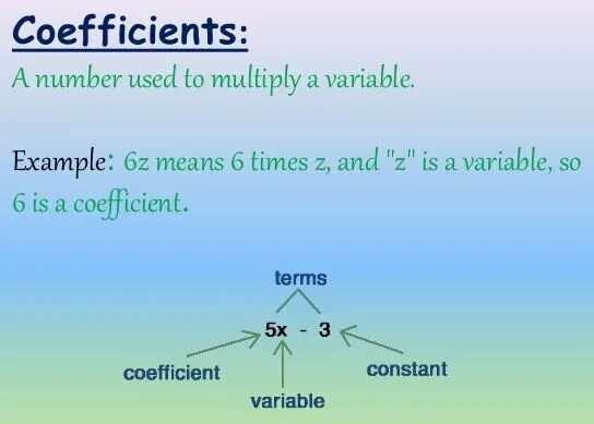 Variable and coefficient in Math. Variable Factors. Factor each polynomial. Correlation coefficient and properties. Should multiply to 35