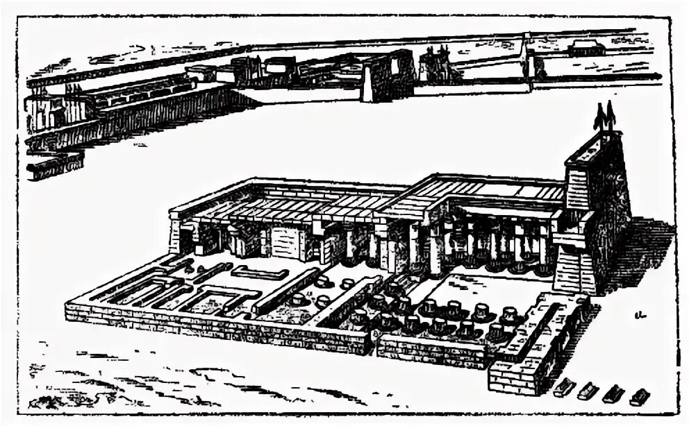 Храм периода нового царства. Фасад дворца периода раннего царства (реконструкция по м.э.Матье). Древний 3 читать