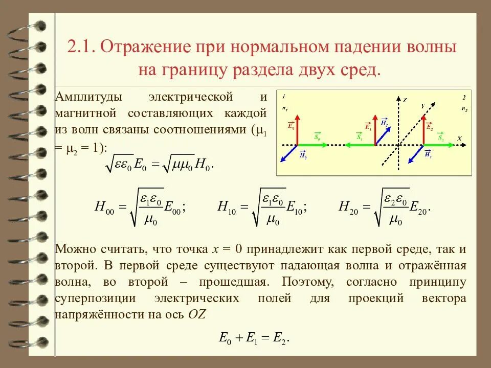 При изменении длины волны падающего. Энергия электромагнитных волн. вектор умова-пойнтинга.. нормальное падение электромагнитной волны на границу двух сред. вектор пойнтинга. нормальное падение плоской волны.