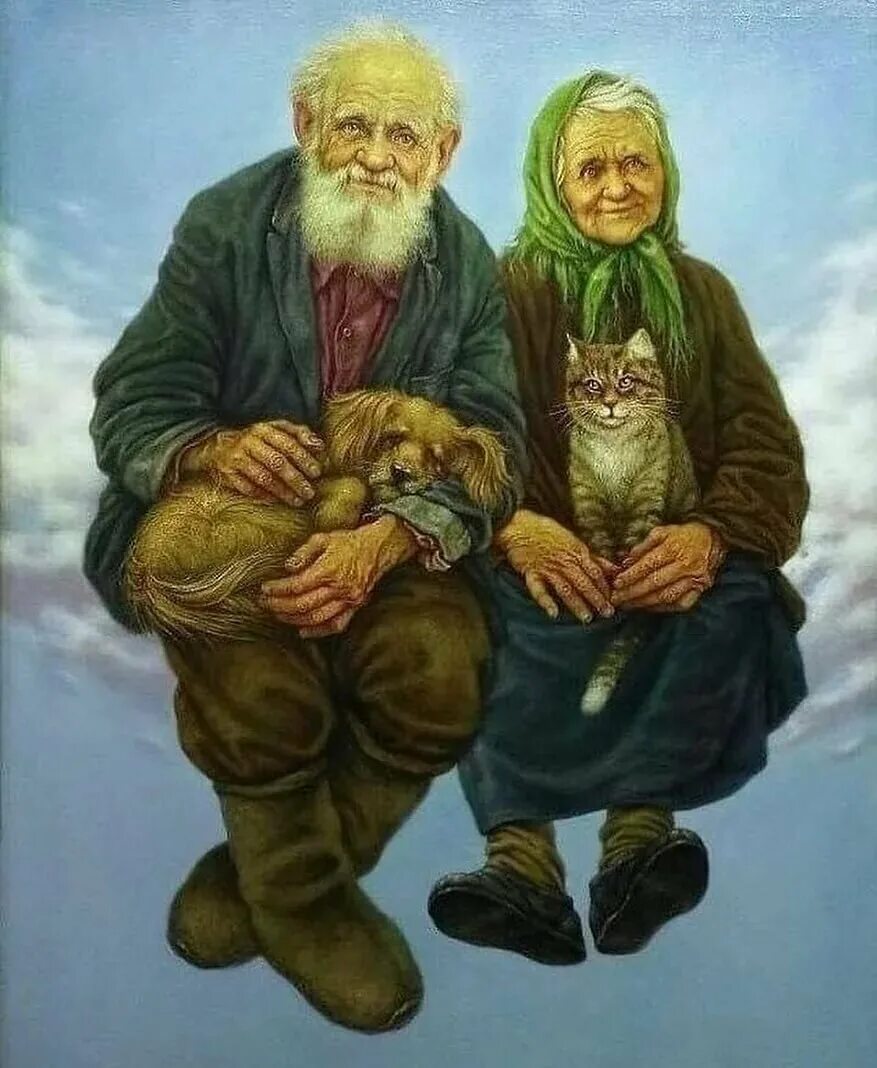 3 старика и девушка