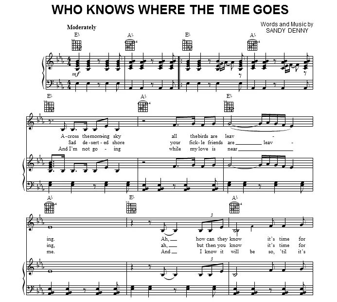 Who knows песня. Where time goes. Where'd all the time go. As time goes by Ноты. Nobody know where