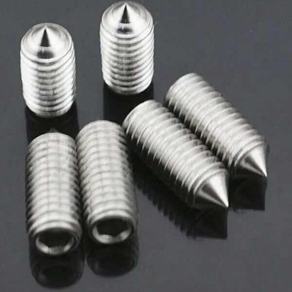 Винт установочный с коническим концом. Cone point hex socket screw m3x8mm. din 914 нержавеющая сталь. набор винтов установочных с конусом. конусный имплант и шестигранный.