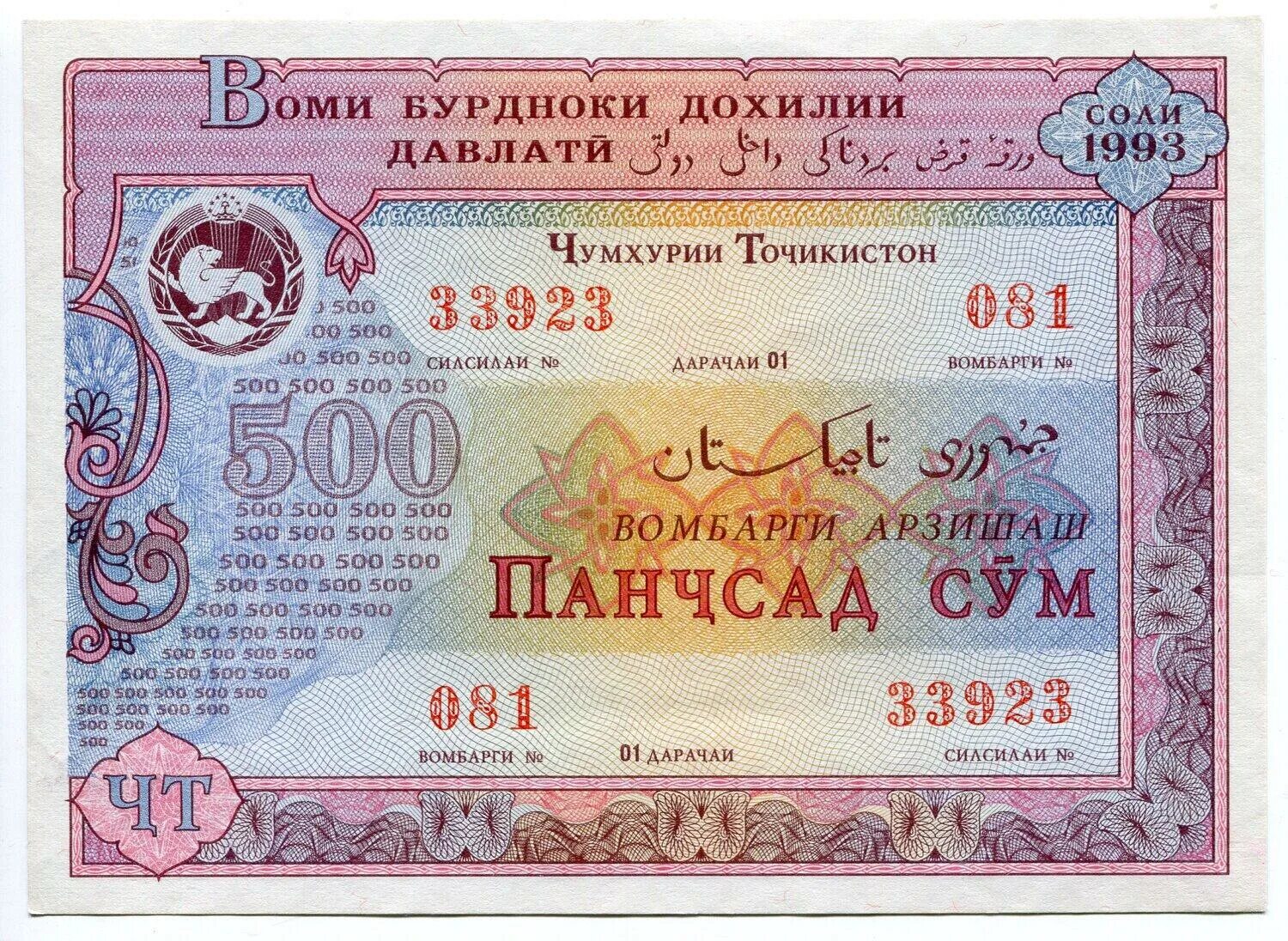 Таджикский 500. Облигации Таджикистана. Купюра Таджикистана 1995. Облигации 1993. Деньги Таджикистана 1993.