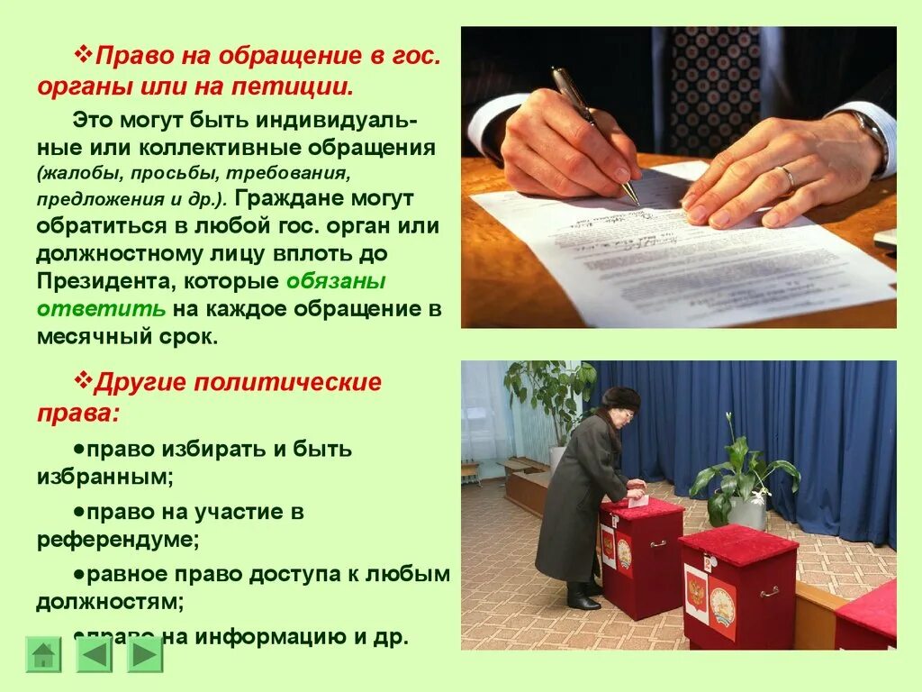 Каково значение политических прав для общественной жизни. Политические авы.