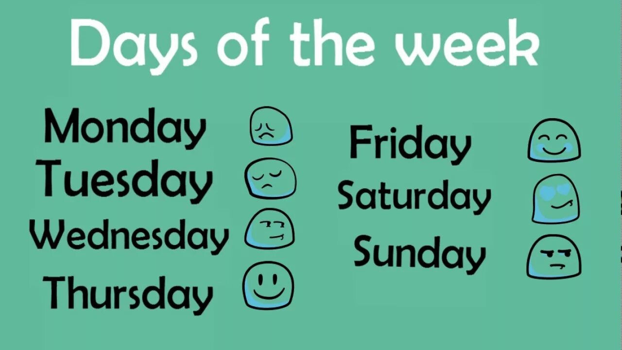 Favourite day of the week. Days of the week. Week names. Week Days in English. Дни недели English.