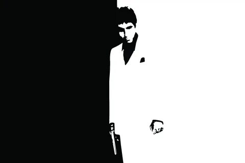 Scarface Canvas Art: Tony Montana Black and White Silhouette 