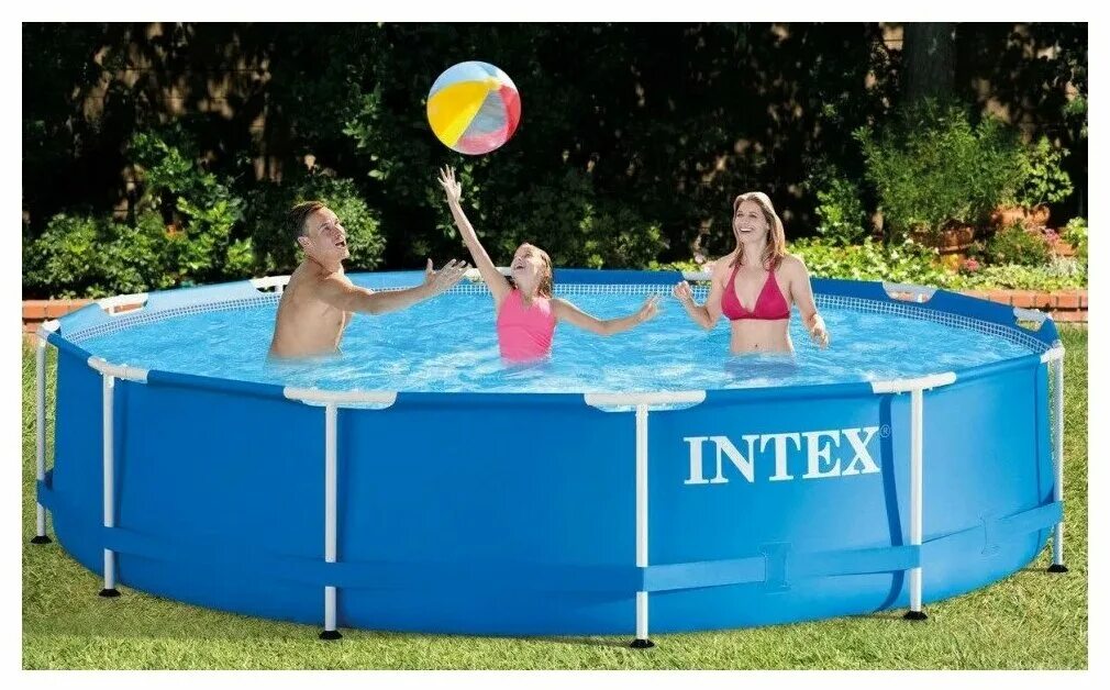 Каркасный бассейн intex metal frame. Intex Metal frame 28200/56997. Надувной и каркасный бассейн Intex. Большой каркасный бассейн. Бассейн 5х5 каркасный.