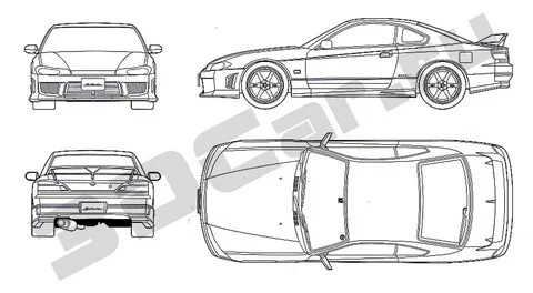 Скачать чертеж Nissan Silvia S15 (2000x1100) .