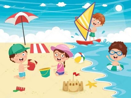 Children go to the beach