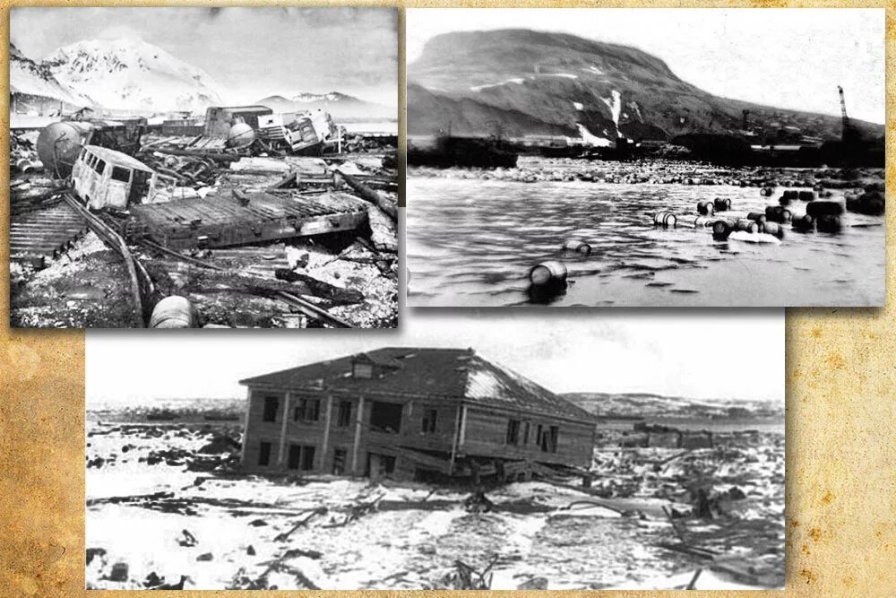 Землетрясение на острове. ЦУНАМИ Северо-Курильск 1952. Северо Курильск 1952. Северо Курильское ЦУНАМИ 1952 года. Землетрясение в Северо Курильске в 1952 году.