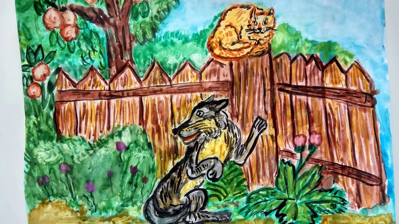 Рисунки детей к басне. Волк и кот крылов. басня волк и кот крылов. иллюстрация к басне крылова волк и кот. басинка ккрыловаволк икот.