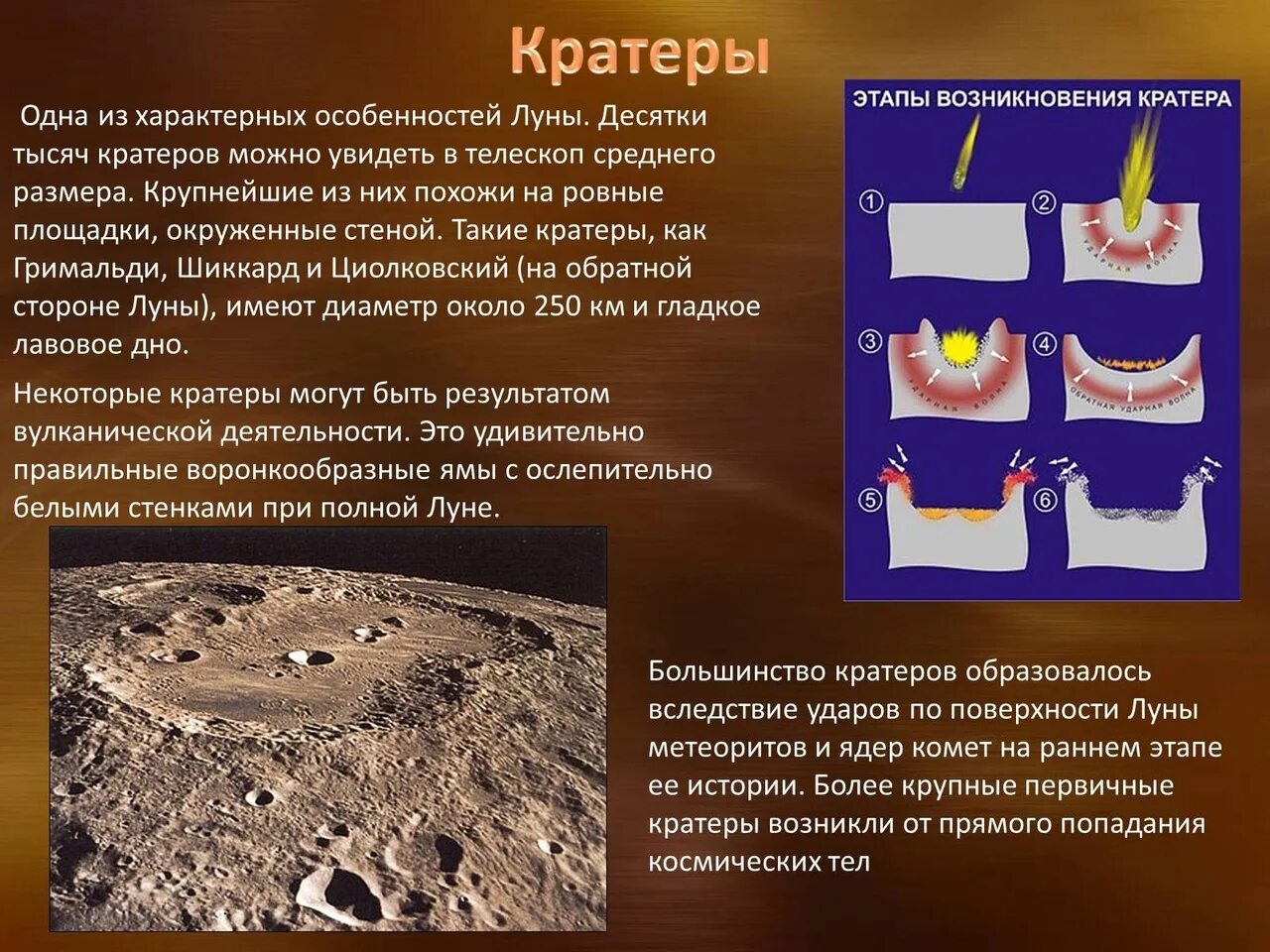 Что является образованием кратеров на луне