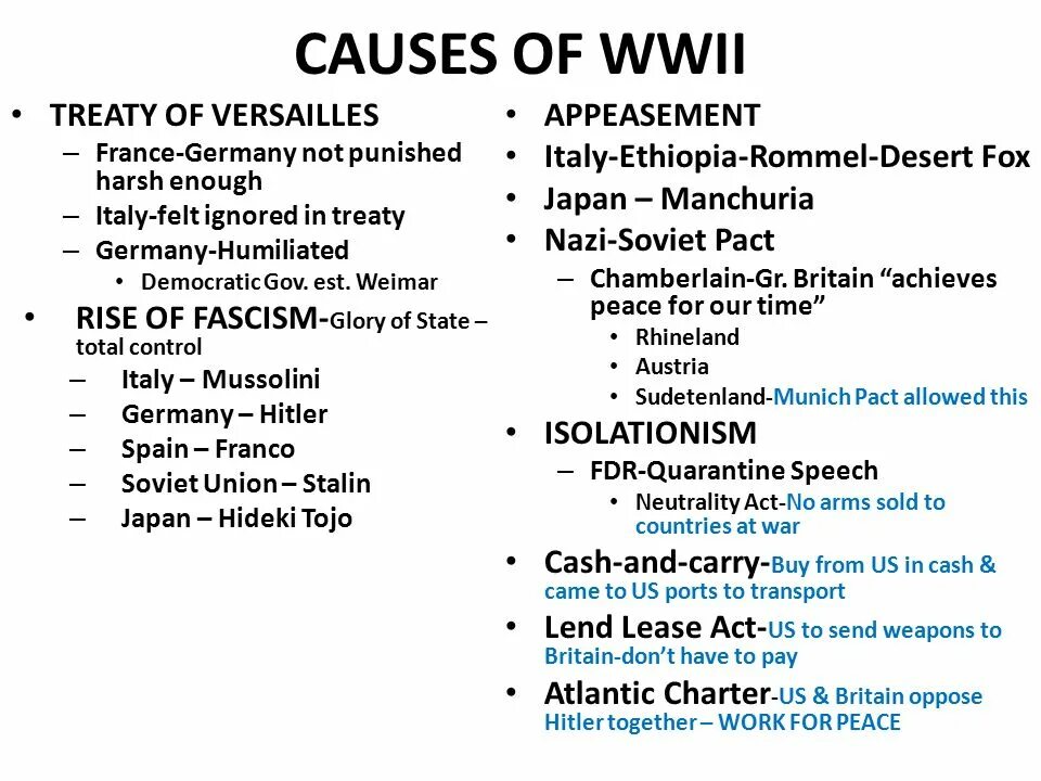 Major causes of ww2.