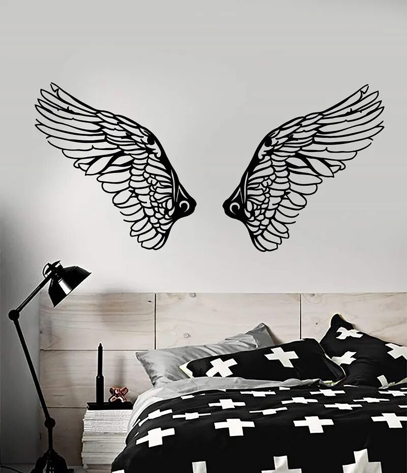 Room bird. Наклейки на стену ангелы. Крылья на стене. Крылья наклейка на стену. Крылья нарисованные на стене.