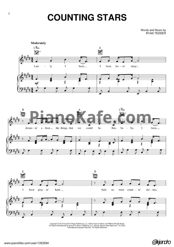 Onerepublic counting перевод. Onerepublic counting stars ноты. counting stars ноты для скрипки.
