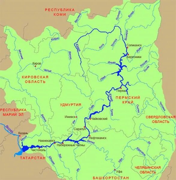 Исток реки Кама на карте. Бассейн реки Кама. Удмуртия реки Кама и Вятка карта. Схема реки Кама.