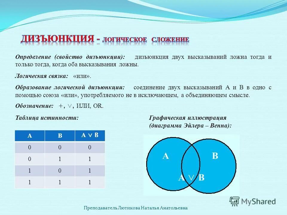 Дайте определение логической операции