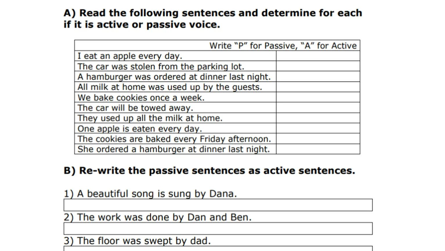 Rewrite the sentences in the active. Пассивный залог в английском языке Worksheets. Страдательный залог в английском языке Worksheets. Passive Voice упражнения Intermediate. Пассивный залог Worksheets.