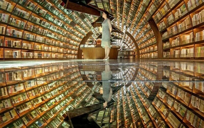 Открытый мир библиотеки. Dujiangyan Zhongshuge. Zhongshuge bookstore, Ханчжоу, Китай. Книжный магазин в Китае самый большой. Мировая библиотека.