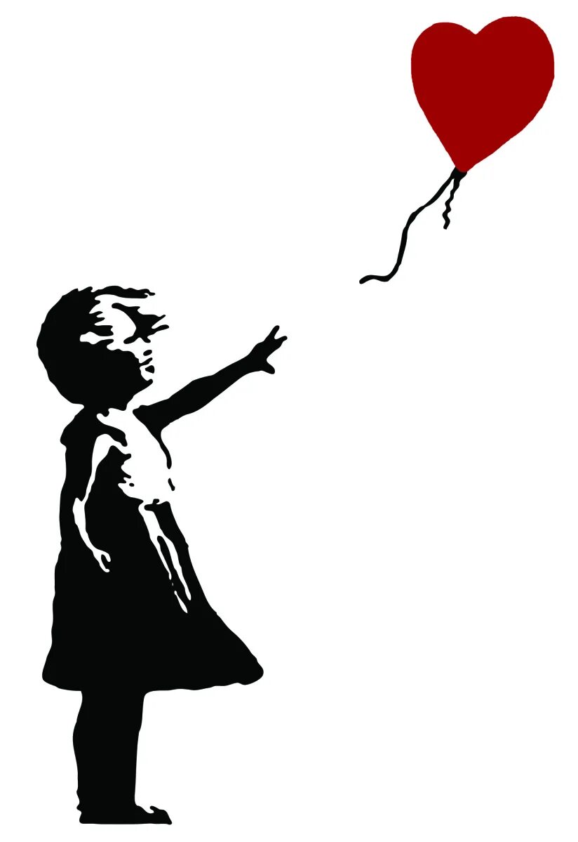 Девочка с воздушными шарами бэнкси. Бэнкси Balloon girl. Бэнски девочка с шаром. Бэнкси трафареты. Силуэт Бэнкси.