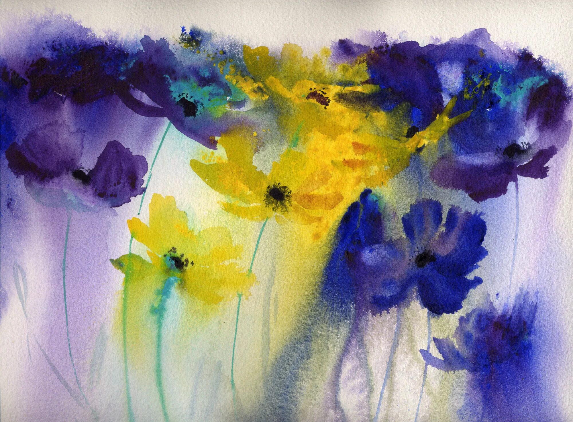 цветы красками. акварель 1 цвет. Rachel mcnaughton акварель. цветы для рисования акварелью. акварель по сырому.