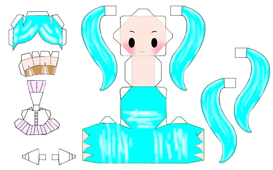 Как сделать девушку из бумаги. Пеперкрафт мику. papercraft хатсуне мику. хатсуне мику паперкрафт развертки. фигурки из бумаги для девочек.