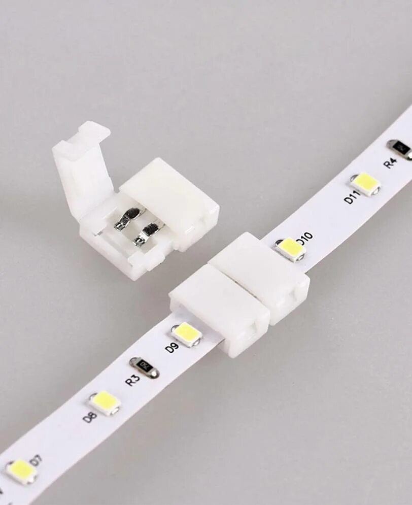 5-2. 14. Соединение светодиодной ленты с проводом без пайки. Как соединить две ленты. Коннекторы для соединения светодиодной ленты с проводом.