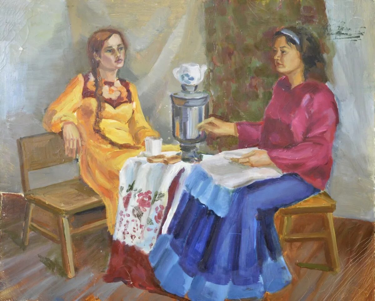 Картины Юлии бакаевой чаепитие. Картины Анны Боганис . Чаепитие. Сидела за самоваром