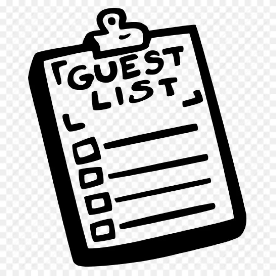 Approval list. The guest list. guest icon. club list. draw up a guest list.