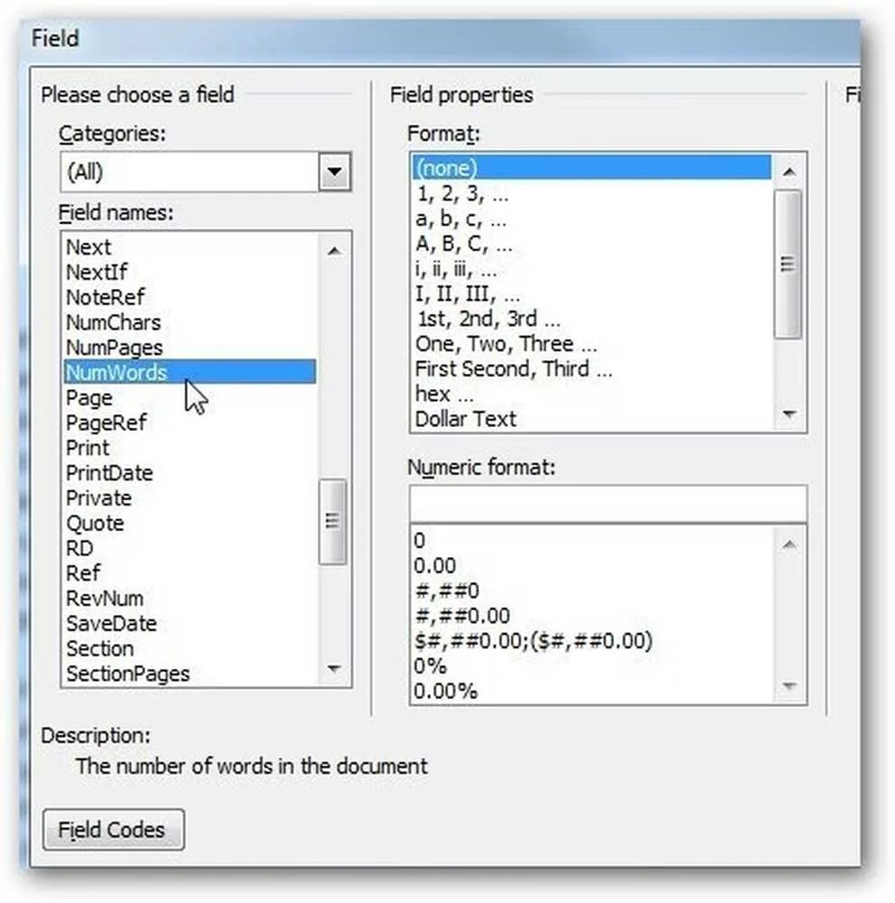 Word коды полей. Перечень полей в word. Коды полей в word. Коды значения полей. Перечень полей в word.